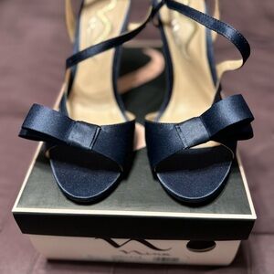 Nina Navy Blue Bow Heels